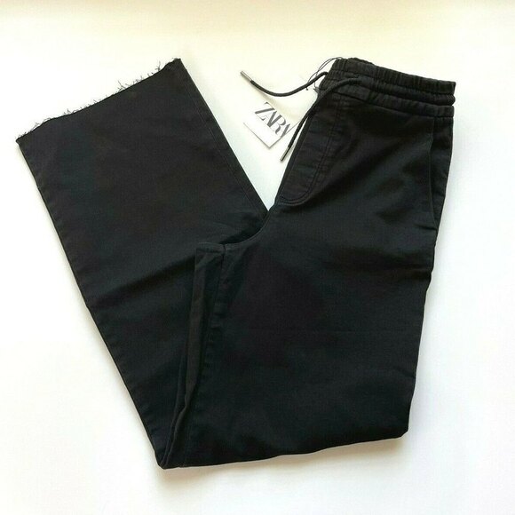 NWT ZARA The Jogger Wide Leg Pants Trousers Sweatpants Raw Hem OVERSIZED XS - Picture 3 of 14